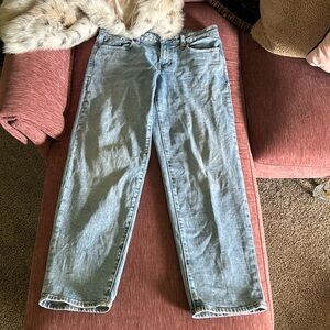 Low Rise Light Wash Denim Bootcut Jeans.